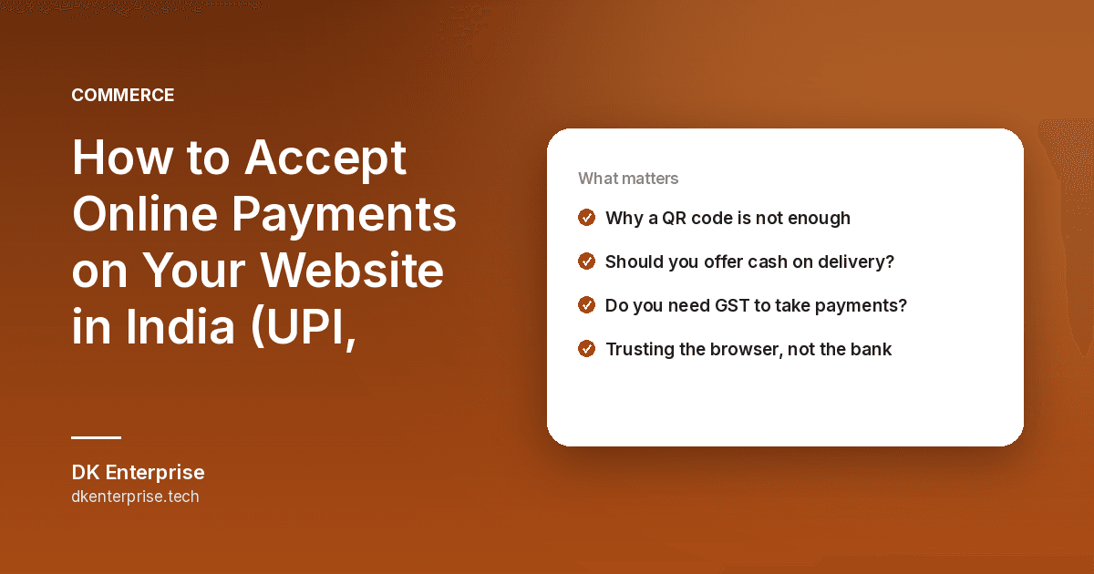 How to Accept Online Payments on Your Website in India (UPI, Cards & COD)